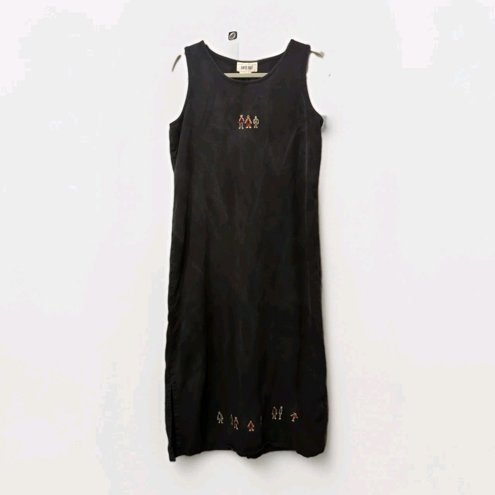 Vtg 90s David Dart Long Jumper Dress Womens M modest artsy marble lagenlook